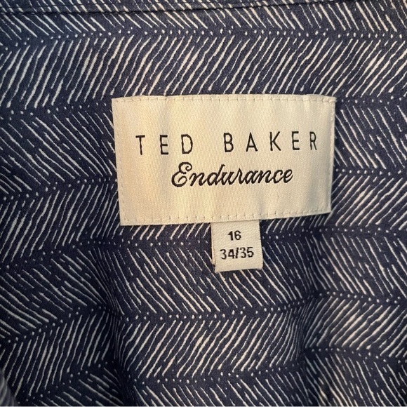 Ted Baker Endurance Blue Floral Button Up Contrasting Cuffs - Picture 3 of 7